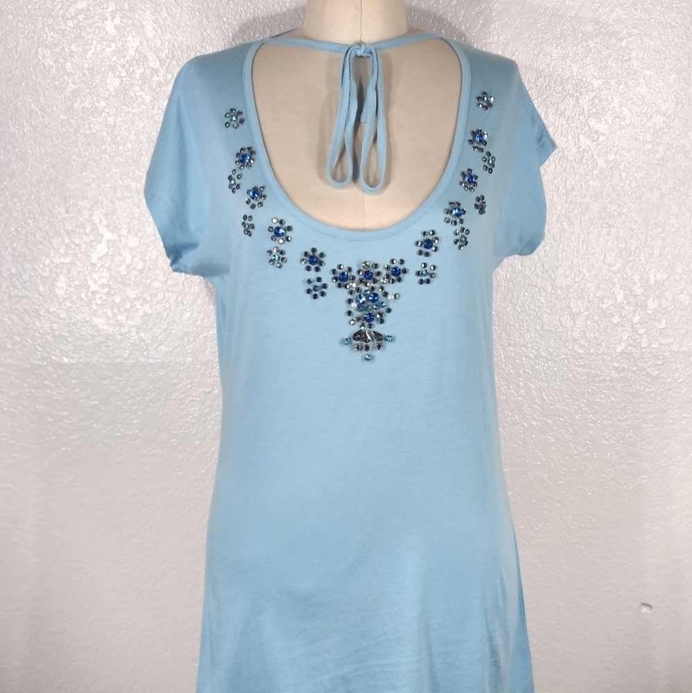 Two Ten by Johnny Was Swarovski Crystals Embellished Tee M NWOT